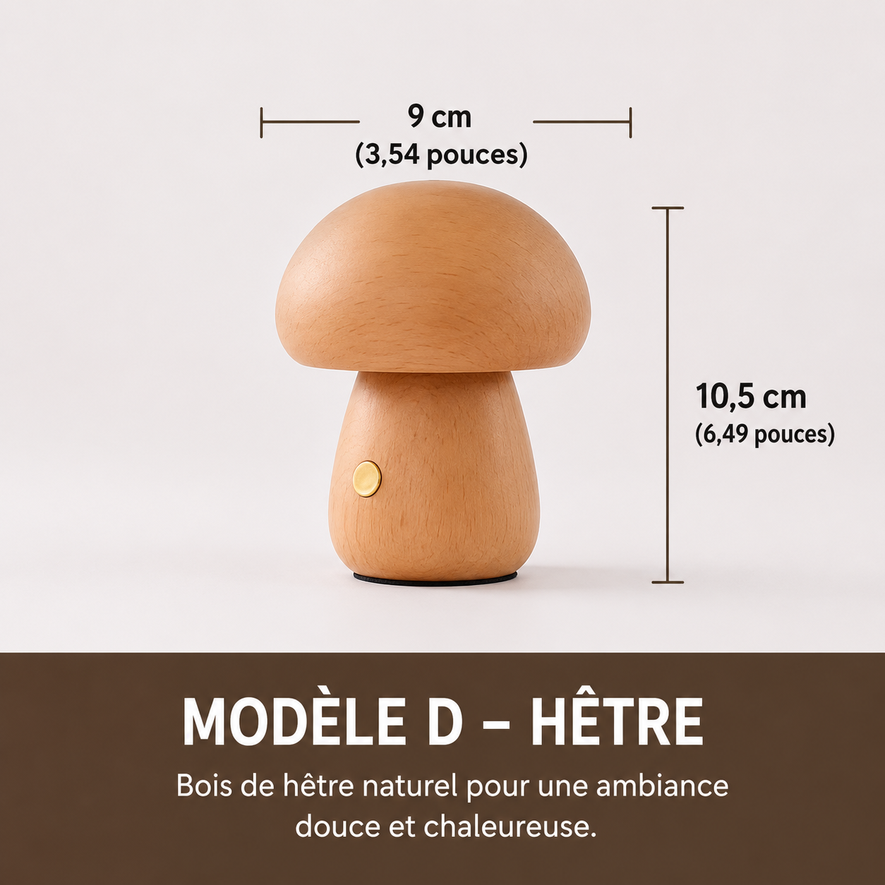 Lampe Champignon en Bois LED Rechargeable
