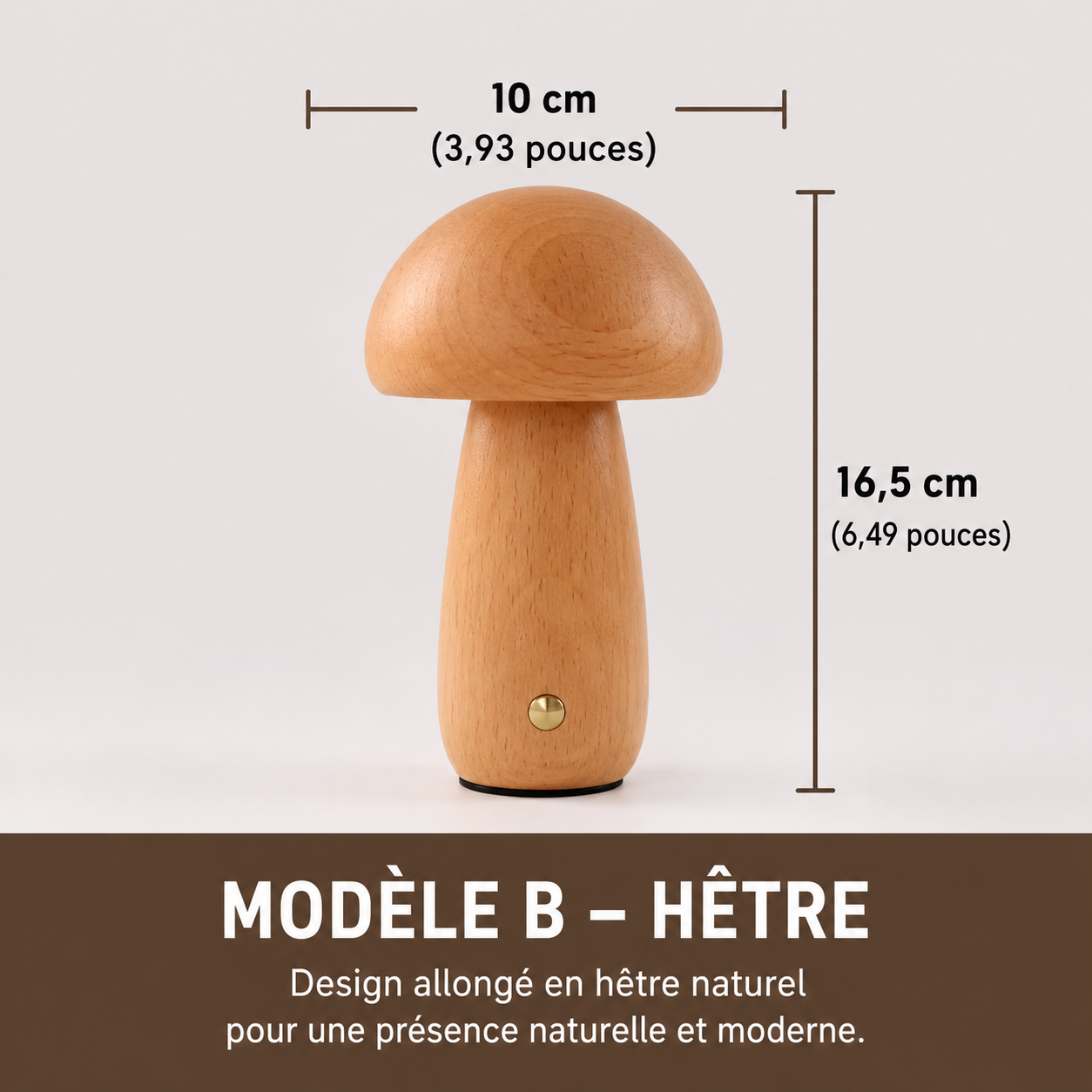Lampe Champignon en Bois LED Rechargeable