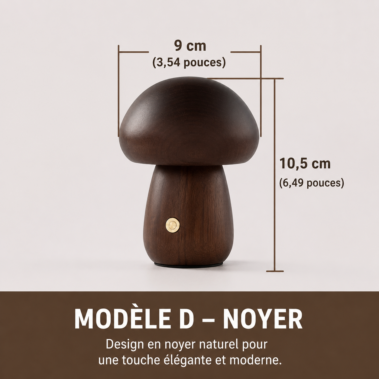 Lampe Champignon en Bois LED Rechargeable