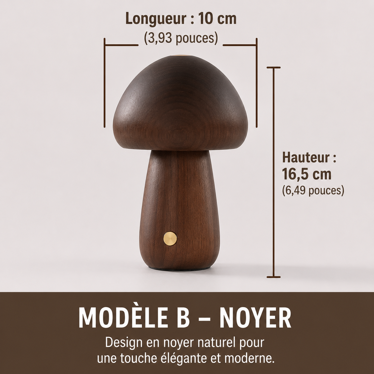 Lampe Champignon en Bois LED Rechargeable