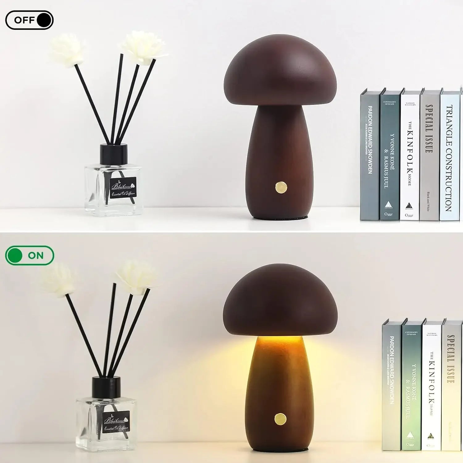 Lampe Champignon en Bois LED Rechargeable