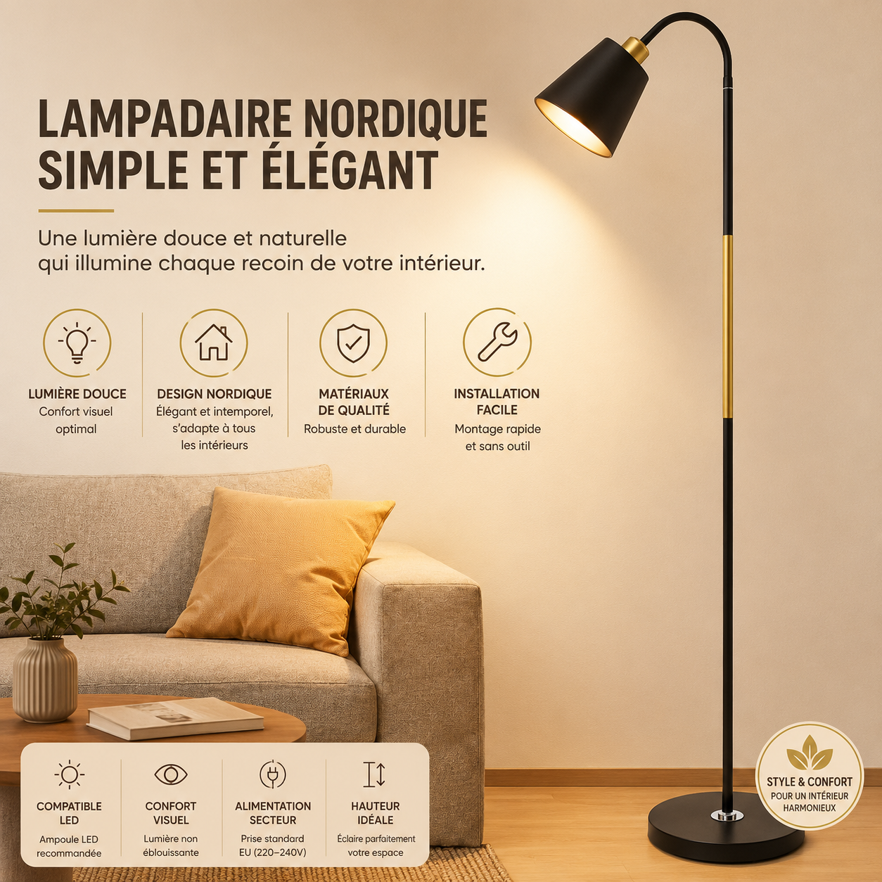 Lampadaire Sofa Style Nordique