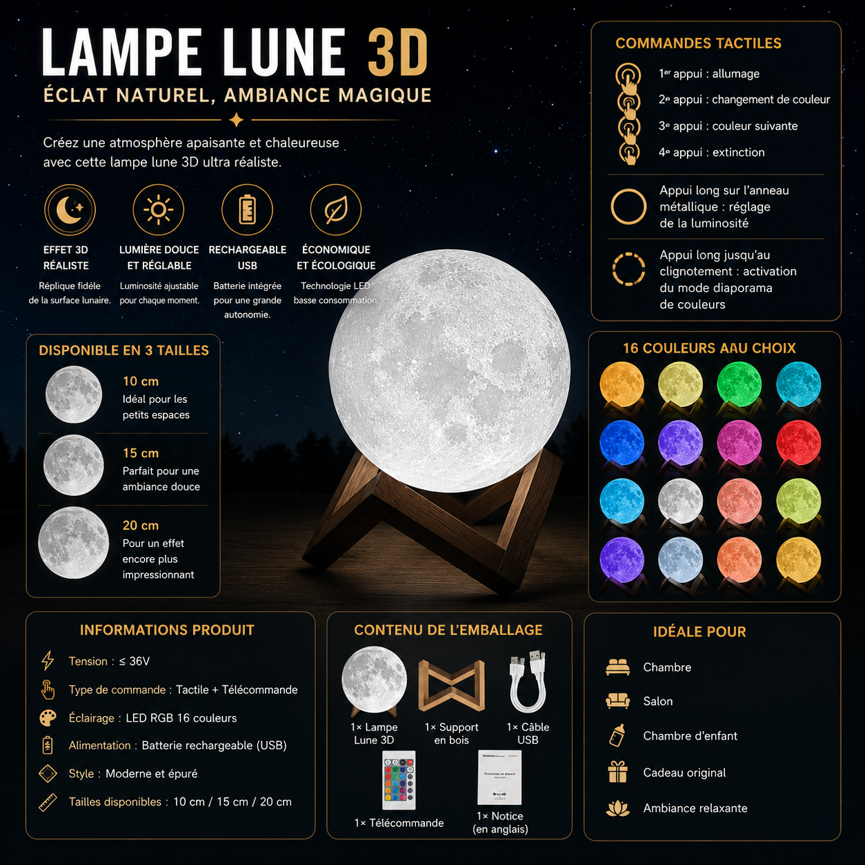 Lampe Lune 3D